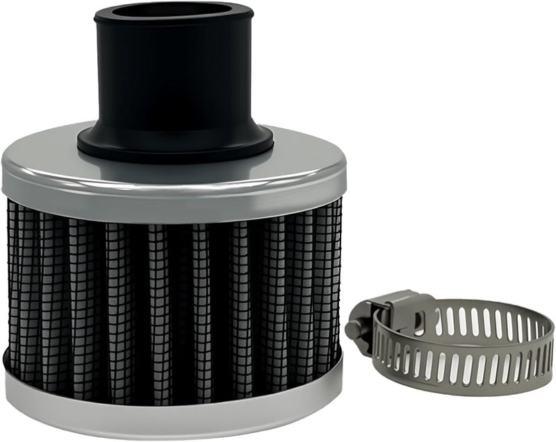 3DSKY 18mm Cold Air Intake Filter, Automotive Cold Air Breather Filter with Adjustable Clamp, Car Valve CoverTurbo Vent Cleaner Accessory, Fits for Car Motorcycle (Sliver) - Image 1